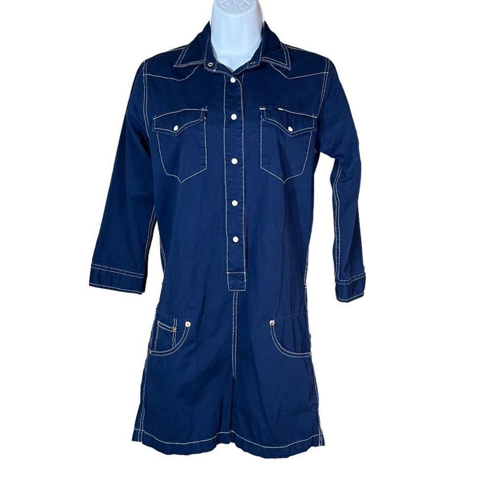 Denimist Dark Wash Button Down Cowboy Romper Size Small